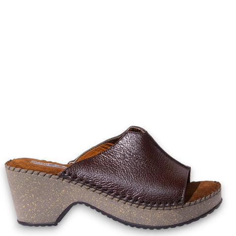 Women Brown Leather Wedges #4927