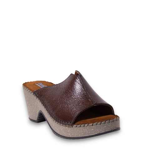Women Brown Leather Wedges #4927