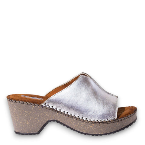 Women Silver Leather Wedges #4928
