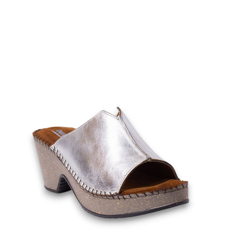 Women Silver Leather Wedges #4928