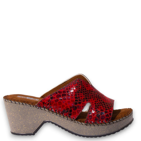 Women Maroon Leather Wedges #4939