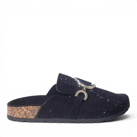 Europeon Union Women Black Glitter Slipper #4944