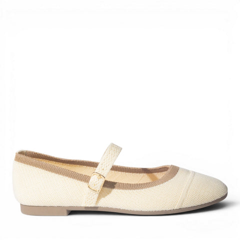 Europeon Union Women Beige Cloth Ballerina #4952
