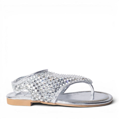 Europeon Union Women Silver Cloth Sandal #4954