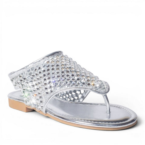 Europeon Union Women Silver Cloth Sandal #4954