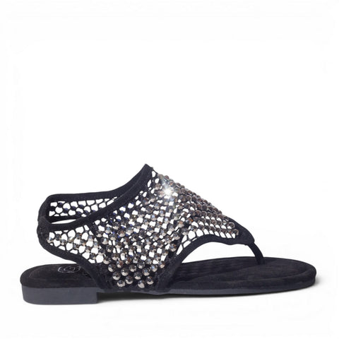Europeon Union Women Black Cloth Sandal #4957