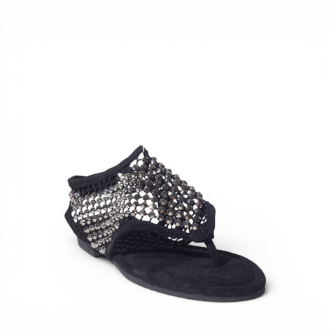 Europeon Union Women Black Cloth Sandal #4957