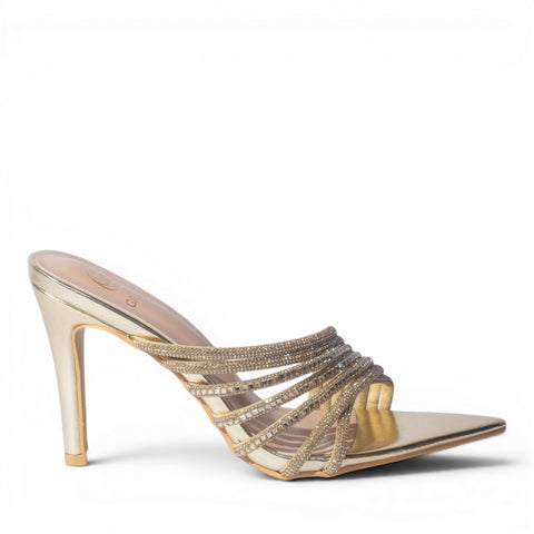 Europeon Union Women Gold Cloth Heels #4958