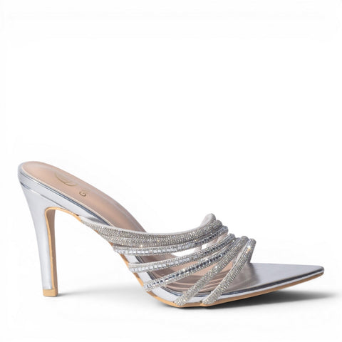 Europeon Union Women Silver Cloth Heels #4959