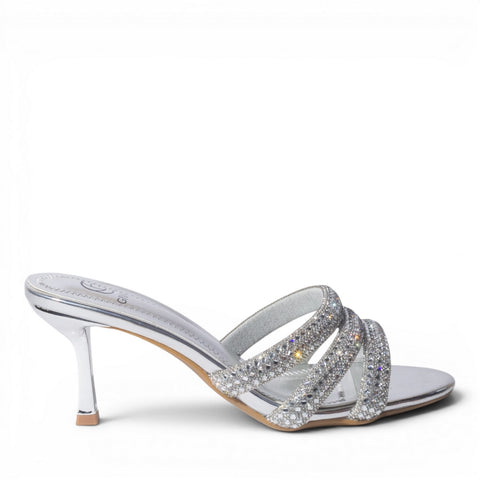 Europeon Union Women Silver Cloth Heels #4960