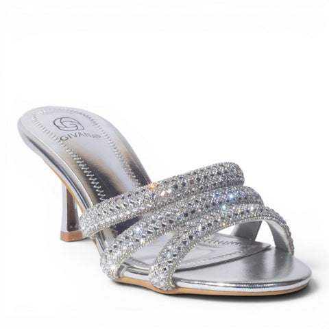 Europeon Union Women Silver Cloth Heels #4960