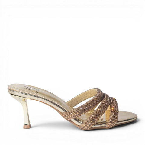 Europeon Union Women Gold Cloth Heels #4961