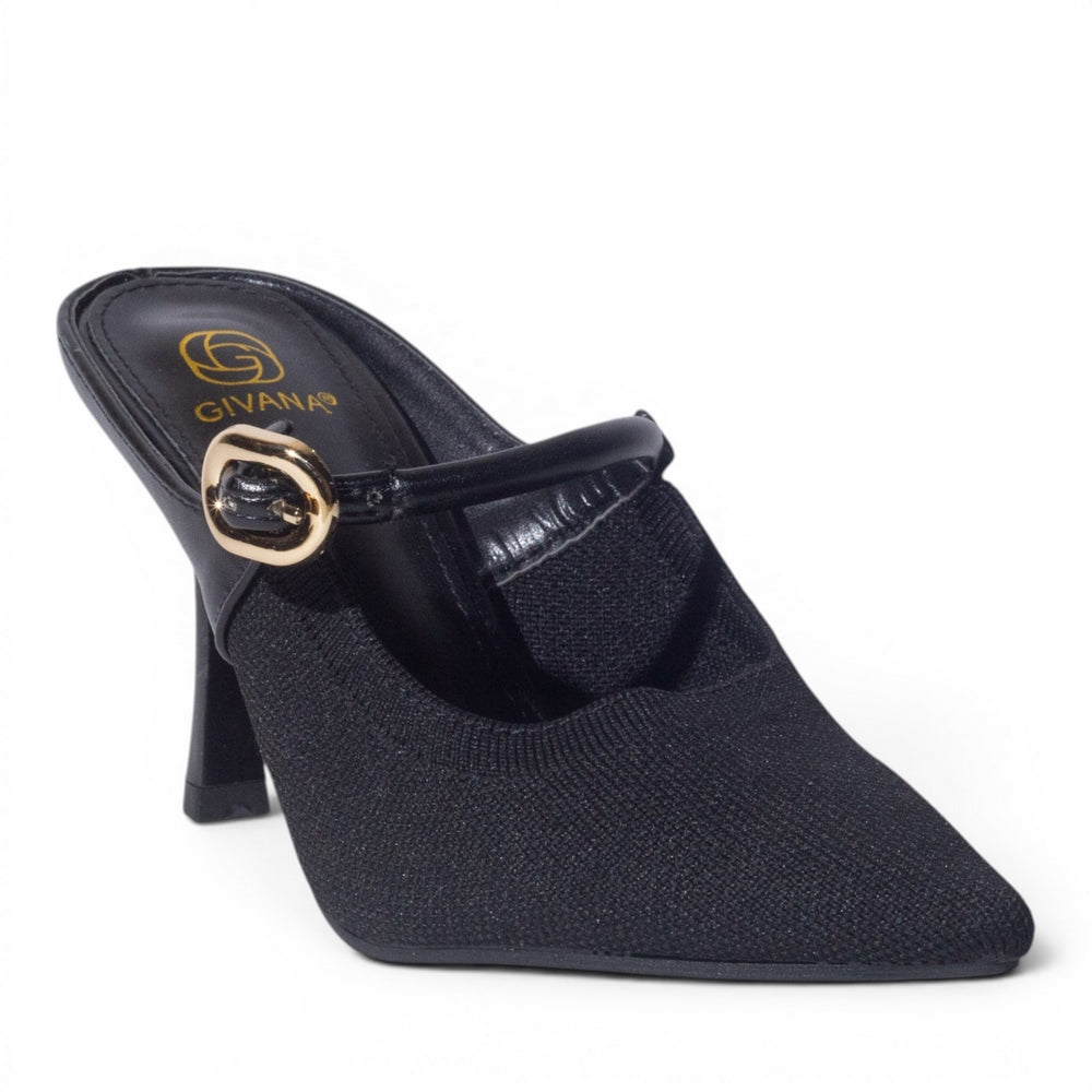 Europeon Union Women Black Cloth Heels #4966
