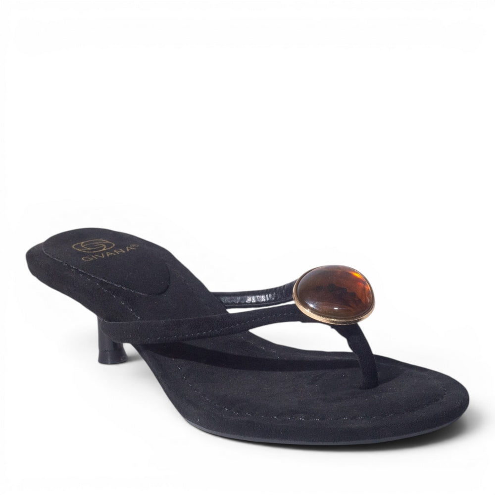 Europeon Union Women Black Cloth Heels #4968