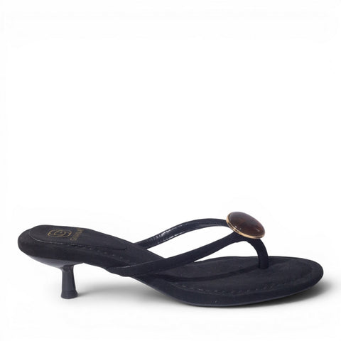 Europeon Union Women Black Cloth Heels #4968