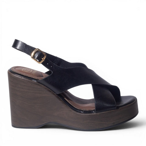 Europeon Union Women Black Cloth Sandal #4970