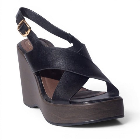 Europeon Union Women Black Cloth Sandal #4970