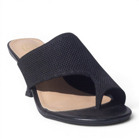 Europeon Union Women Black Cloth Wedges #4972