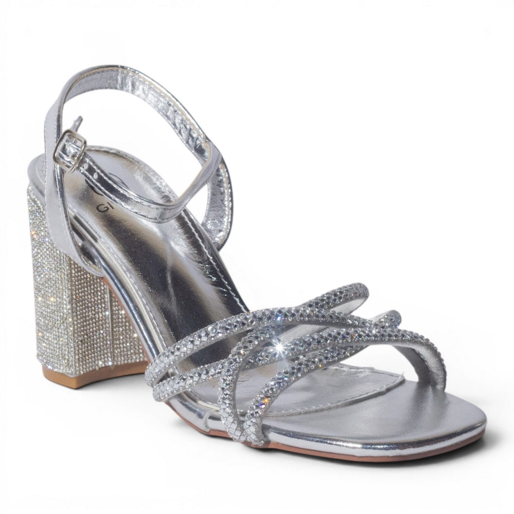 Europeon Union Women Silver Glitter Heels #4977
