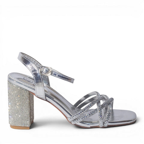 Europeon Union Women Silver Glitter Heels #4977