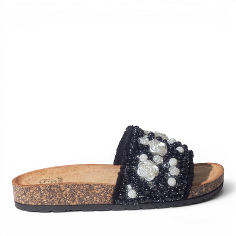 Europeon Union Women Black Cloth Slipper #4981