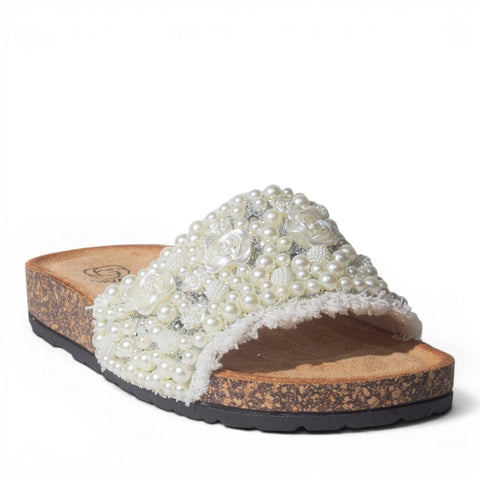 Europeon Union Women White Cloth Slipper #4982