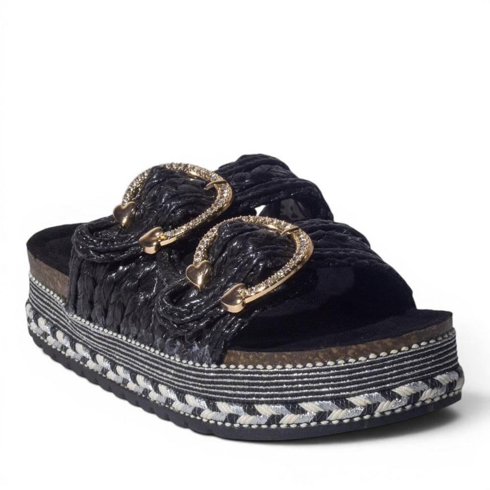 Europeon Union Women Black Cloth Slipper #4985