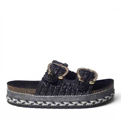 Europeon Union Women Black Cloth Slipper #4985
