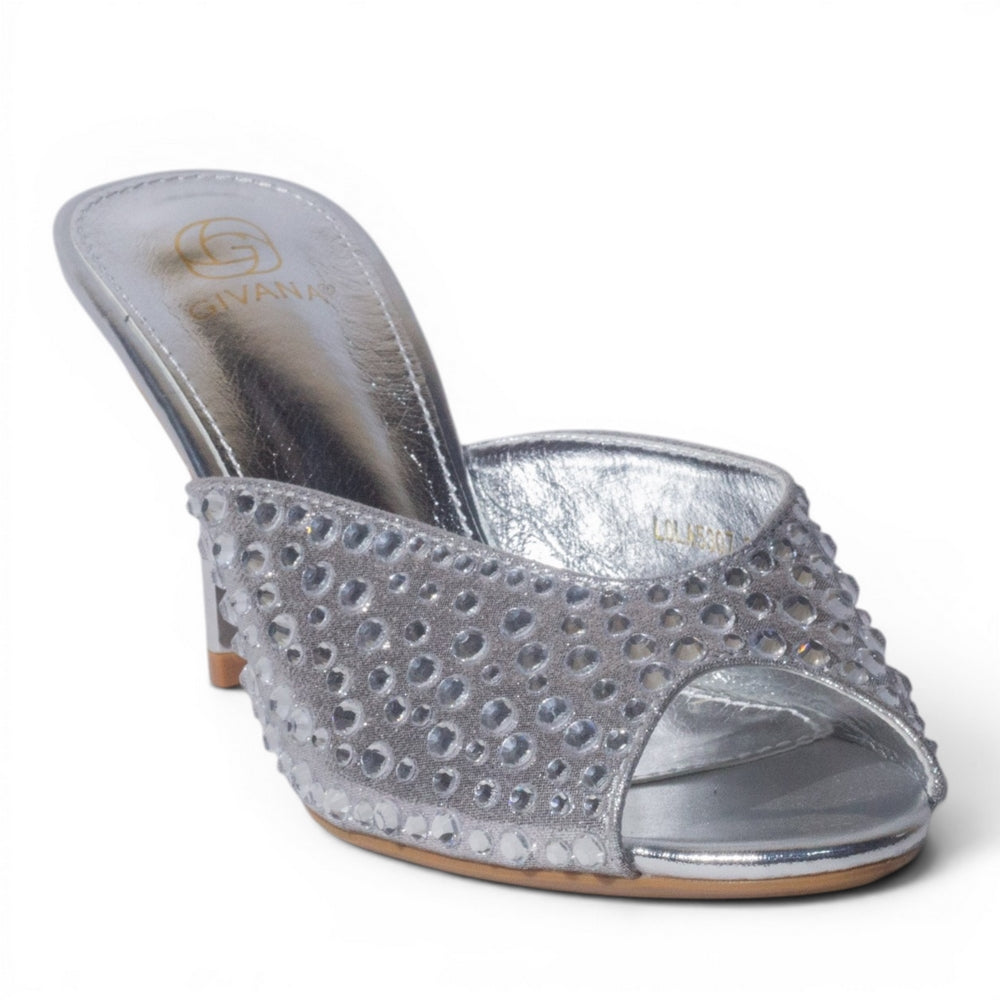 Europeon Union Women Silver Glitter Heels #4993
