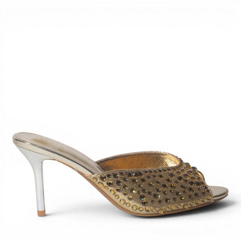 Europeon Union Women Gold Glitter Heels #4994