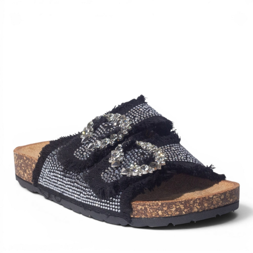 Europeon Union Women Black Glitter Slipper #4995