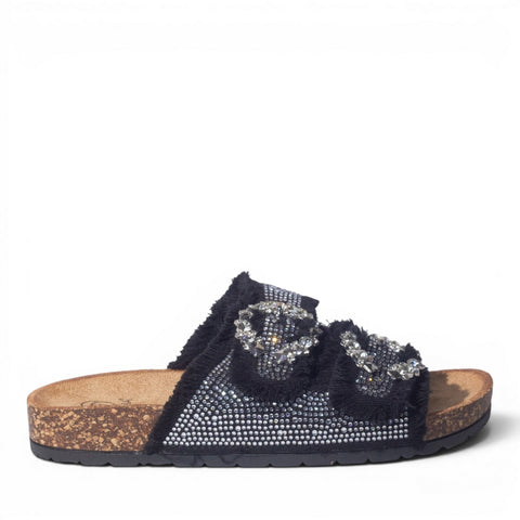 Europeon Union Women Black Glitter Slipper #4995