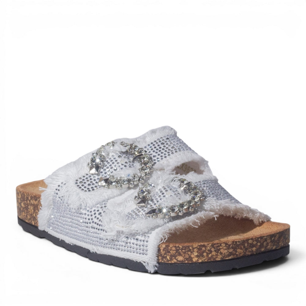 Europeon Union Women White Glitter Slipper #4997