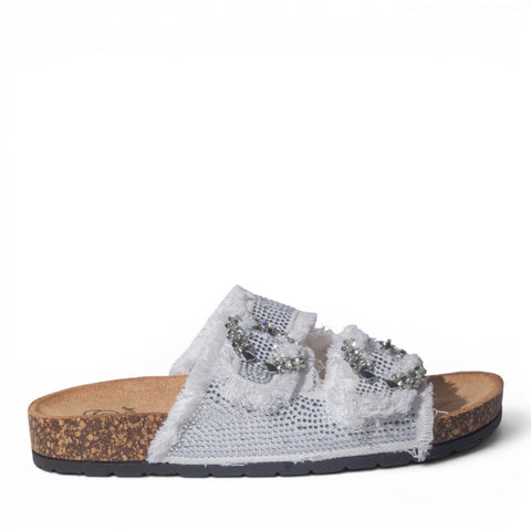 Europeon Union Women White Glitter Slipper #4997