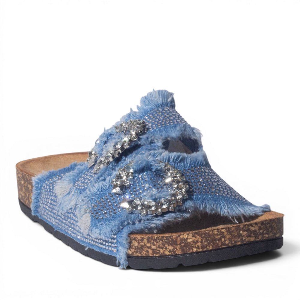 Europeon Union Women Light Blue Glitter Slipper #4998