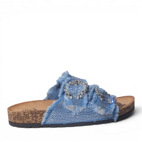 Europeon Union Women Light Blue Glitter Slipper #4998