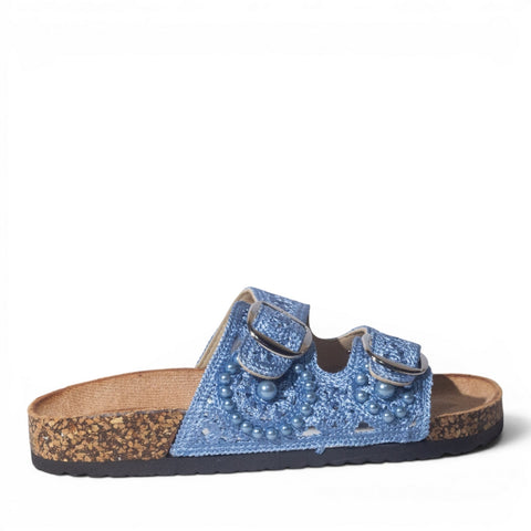 Europeon Union Women Blue Cloth Slipper #5003