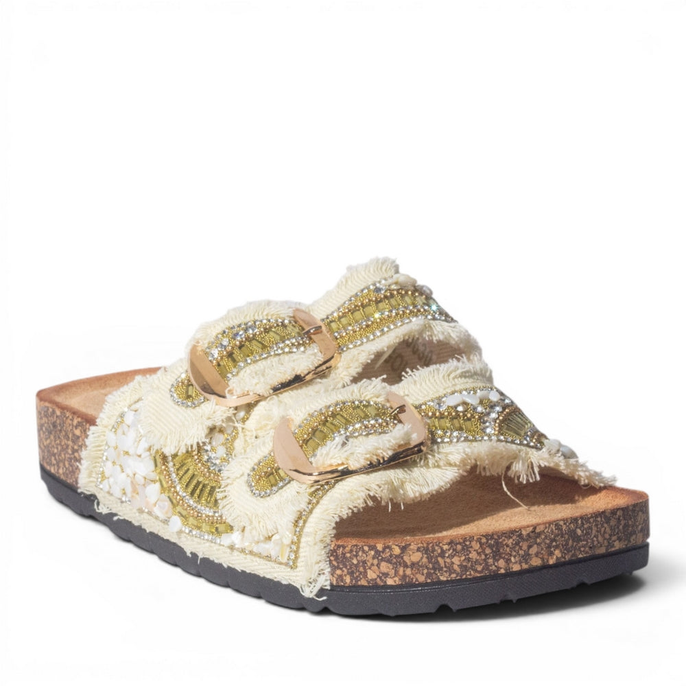 Europeon Union Women Gold Cloth Slipper #5009