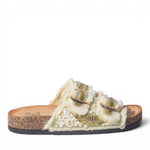 Europeon Union Women Gold Cloth Slipper #5009