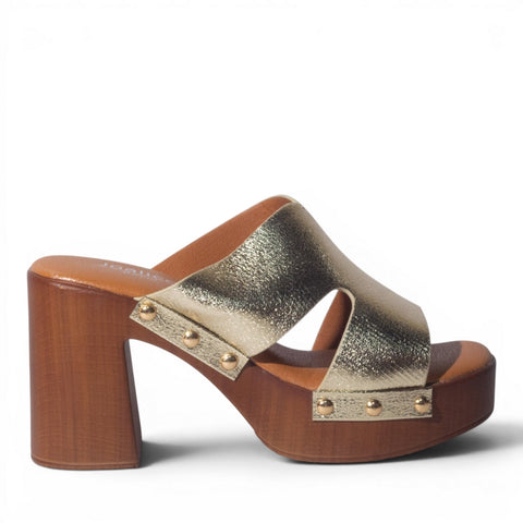 Europeon Union Women Gold Leather Wedges #5013