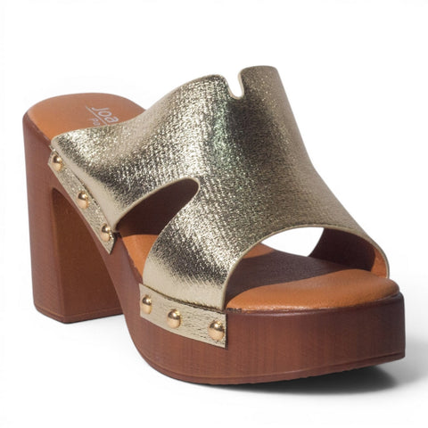 Europeon Union Women Gold Leather Wedges #5013