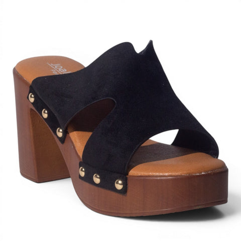 Europeon Union Women Black Chamois Wedges #5014
