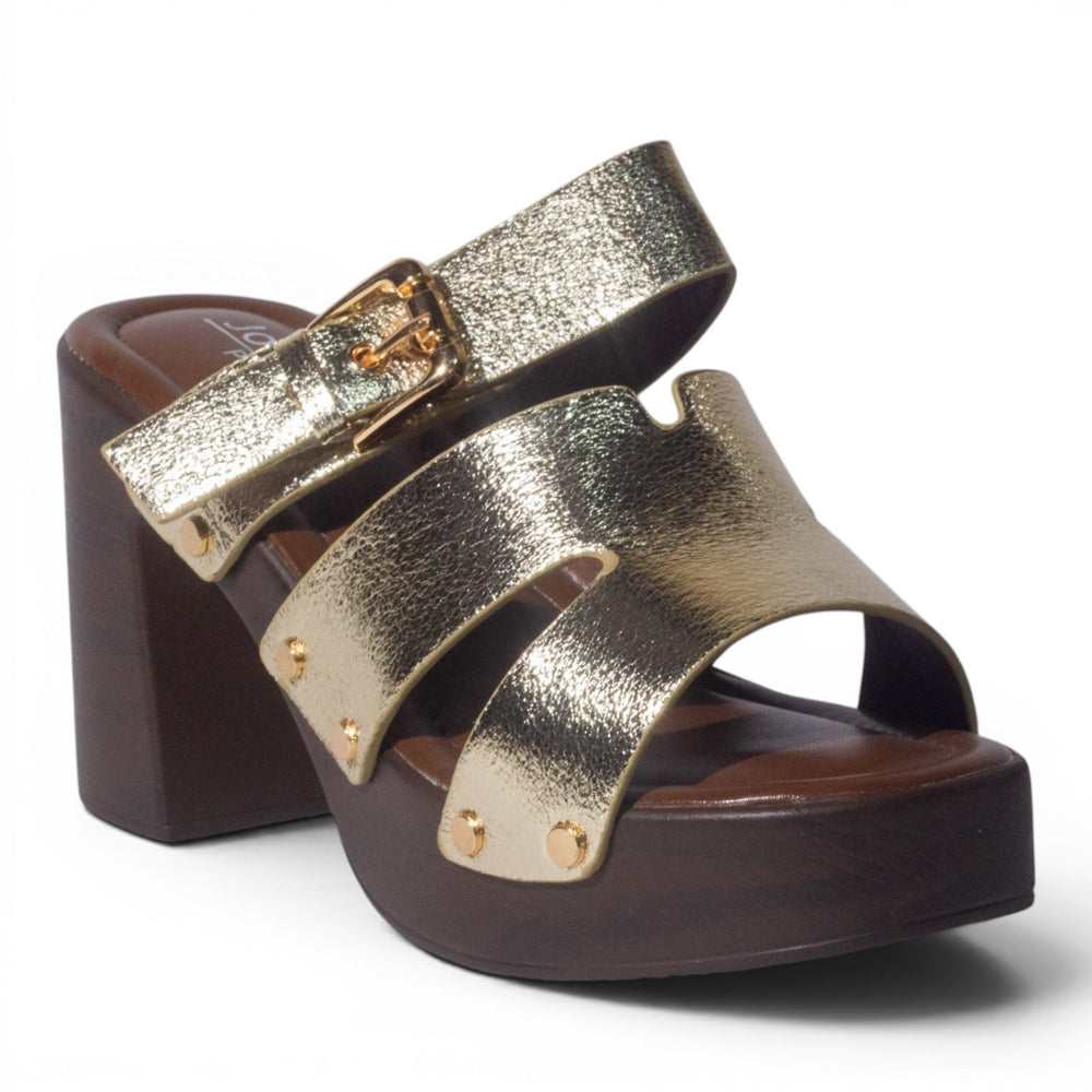 Europeon Union Women Gold Leather Wedges #5017