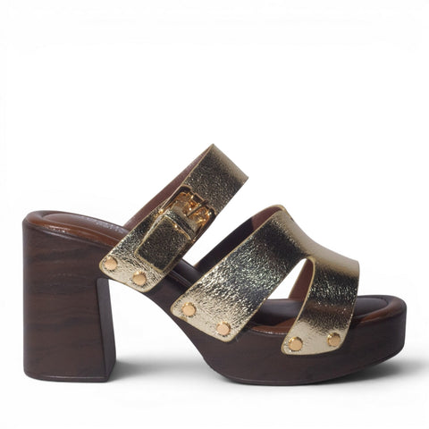 Europeon Union Women Gold Leather Wedges #5017