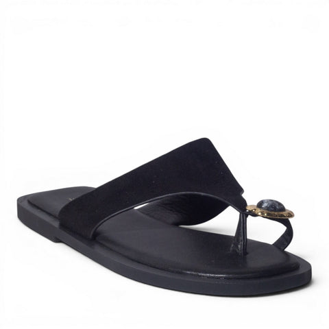 Europeon Union Women Black Chamois Slipper #5021
