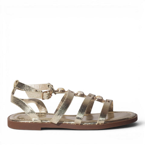 Europeon Union Women Gold Leather Sandal #5024