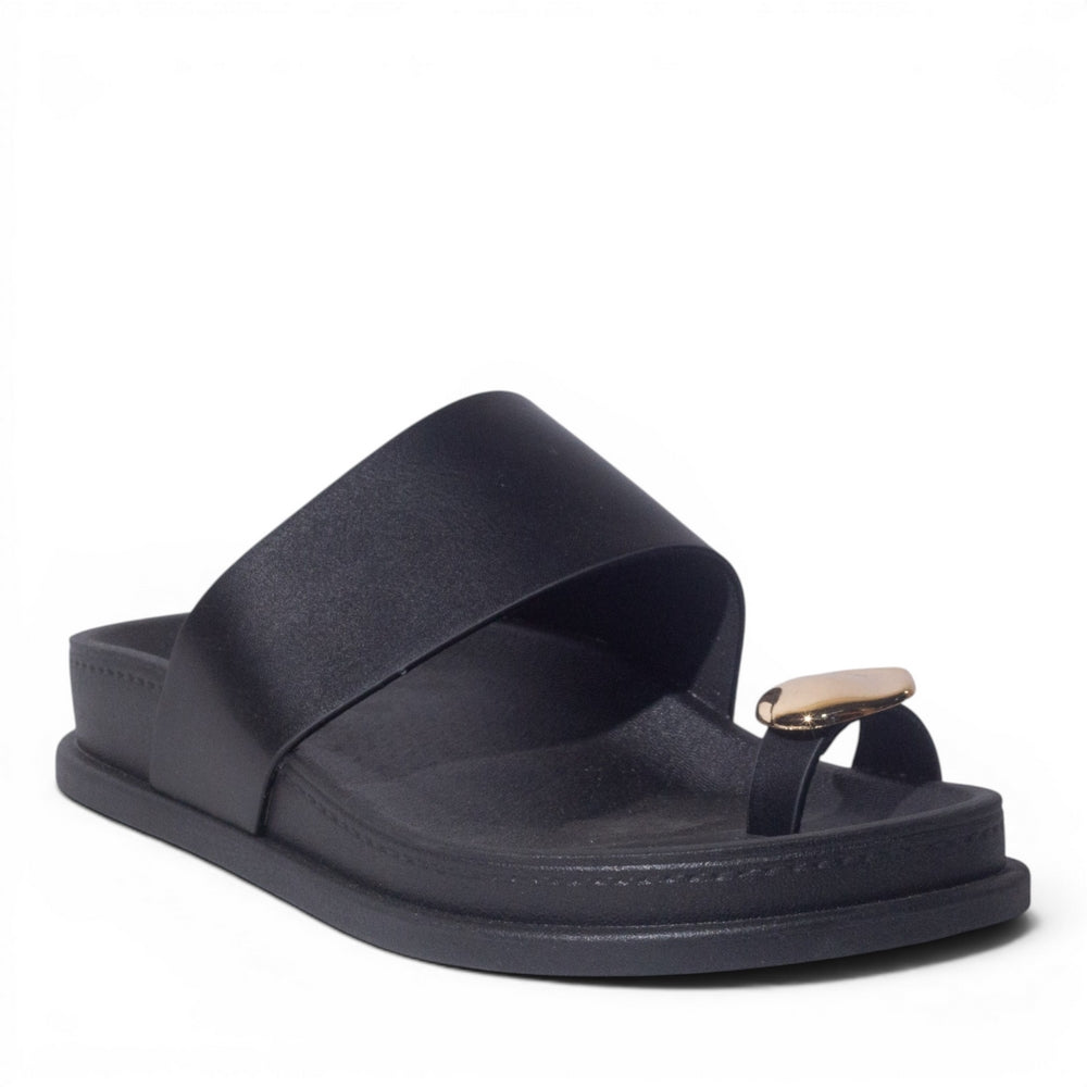 Europeon Union Women Black Leather Slipper #5030