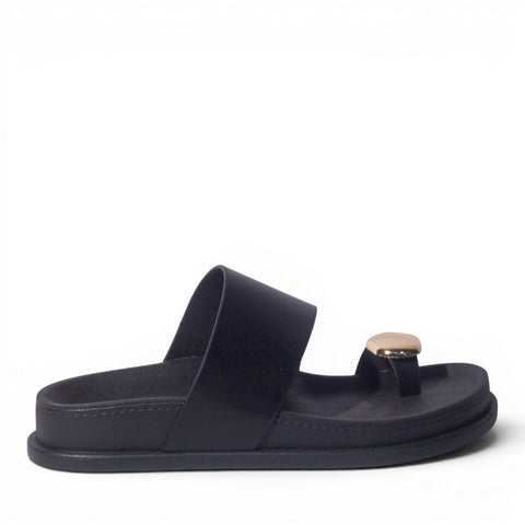 Europeon Union Women Black Leather Slipper #5030