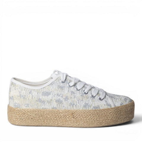 Europeon Union Women Silver Cloth Shoes #5037