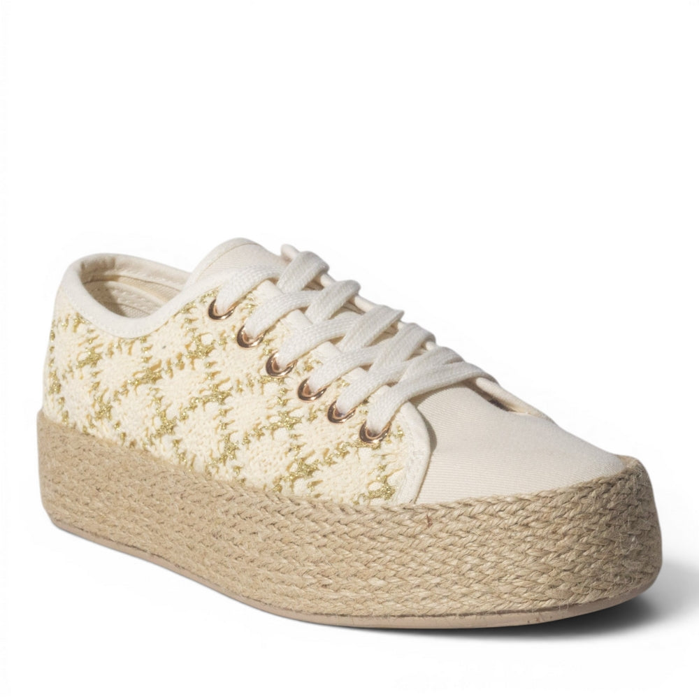 Europeon Union Women Gold Cloth Shoes #5038